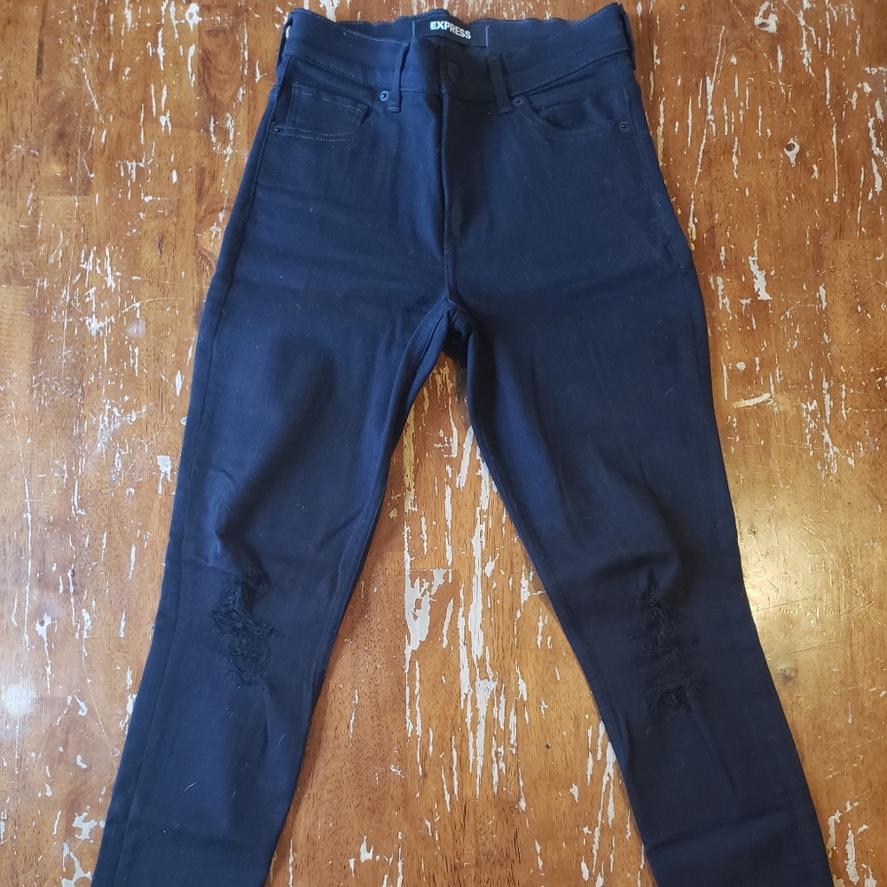 Black High Waisted Ripped Jeans - Picture 2 of 6